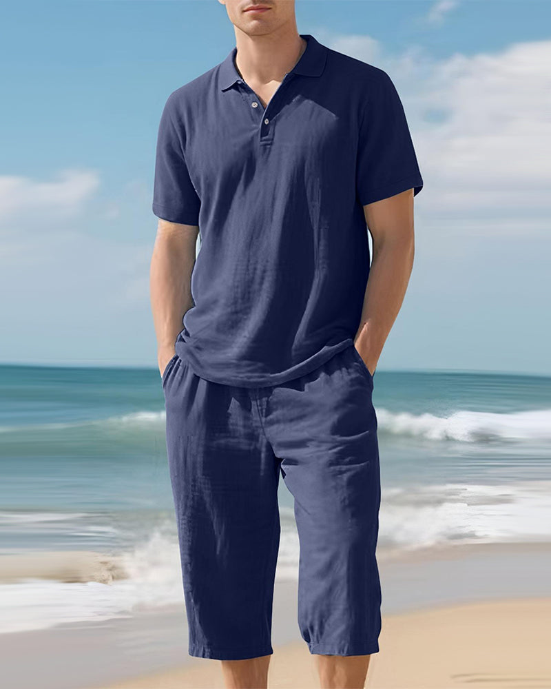 Ensemble Décontracté Pour Homme Composé D'un Polo Et D'un Pantalon 7/8