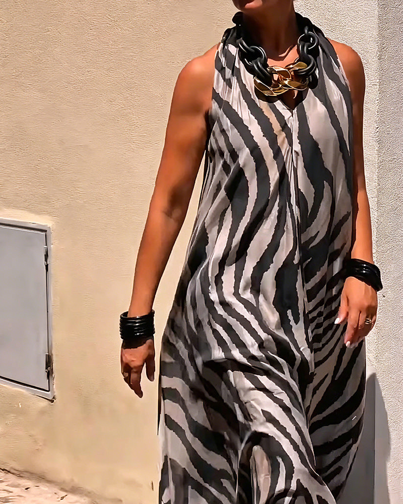 Robe Col Halter Imprimé Maxi
