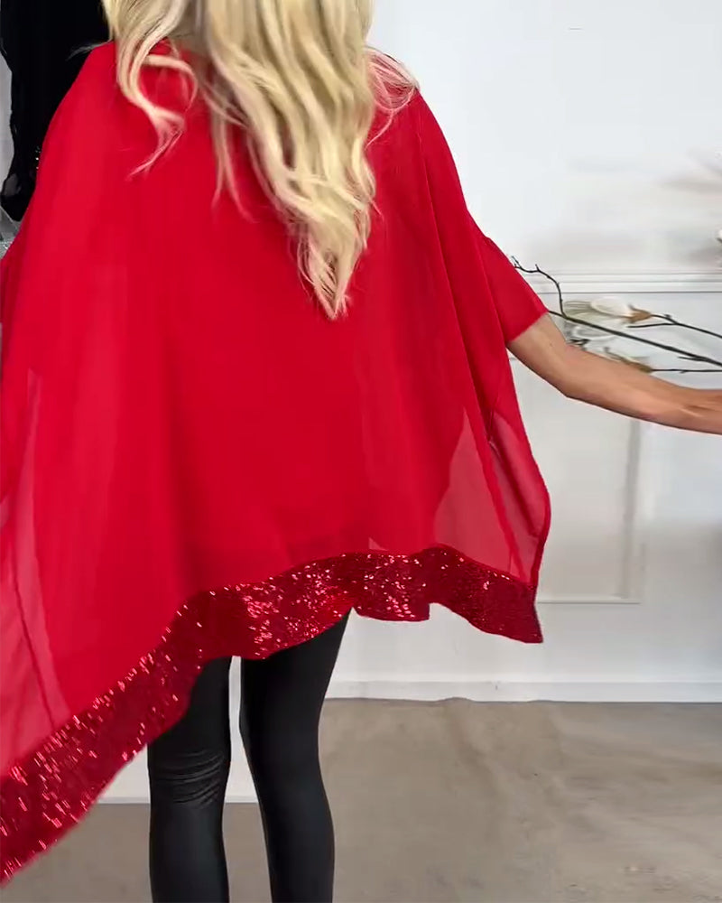 Blouses Patchwork à Manches Chauve-Souris