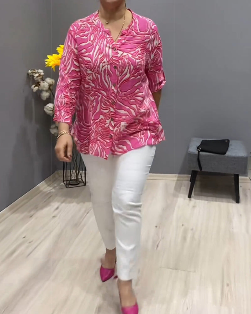 Chemise imprimée à manches longues avec boutons