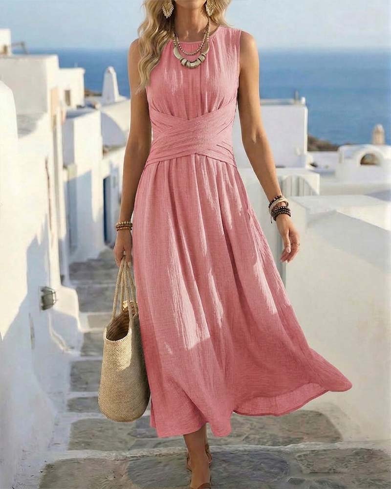 Robe Croisement Taille Sans Manches