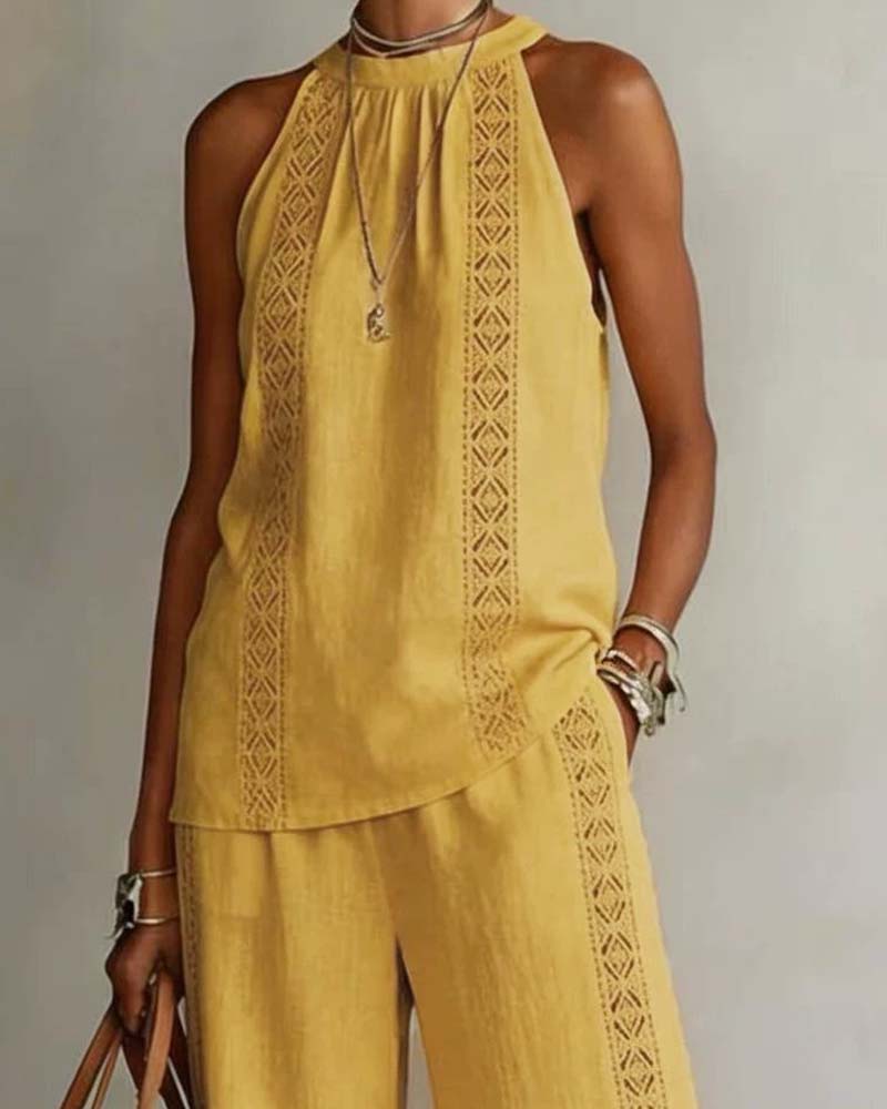 Ensemble Deux Pièces Évidé Halter
