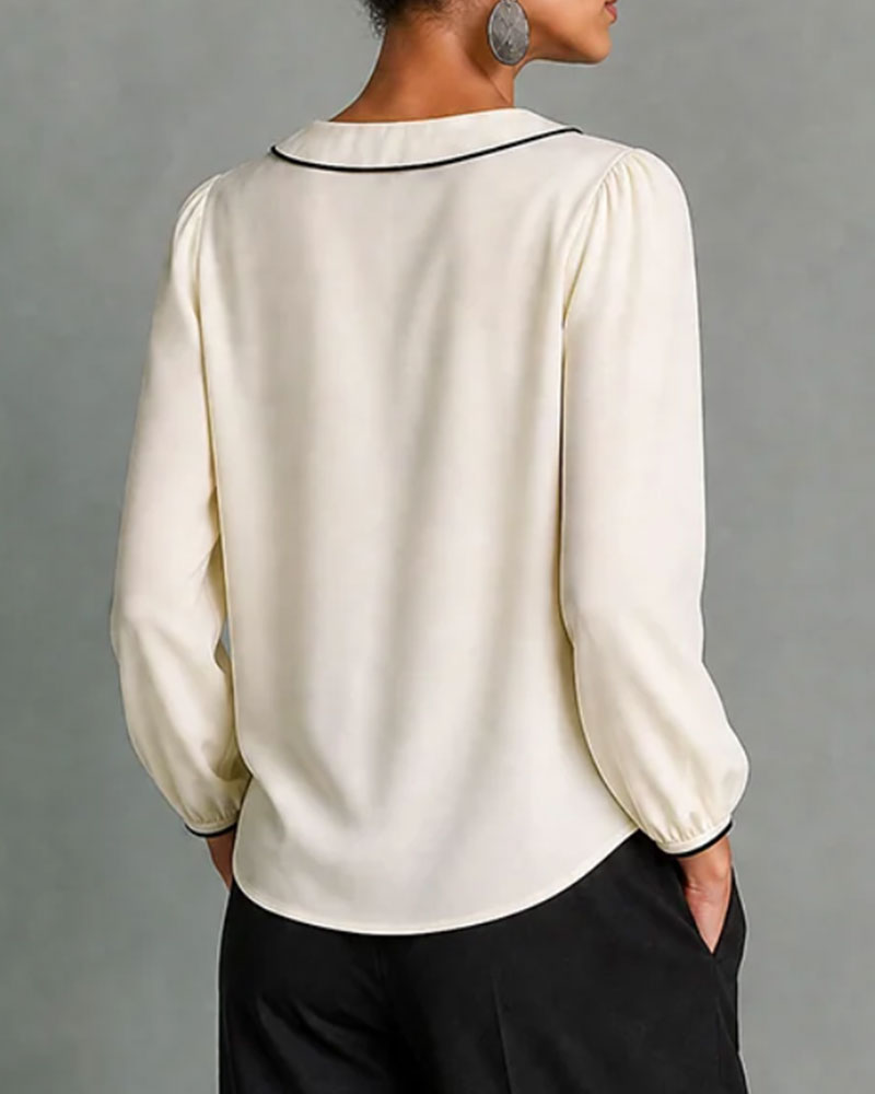 Blouse Col V Manche Longue