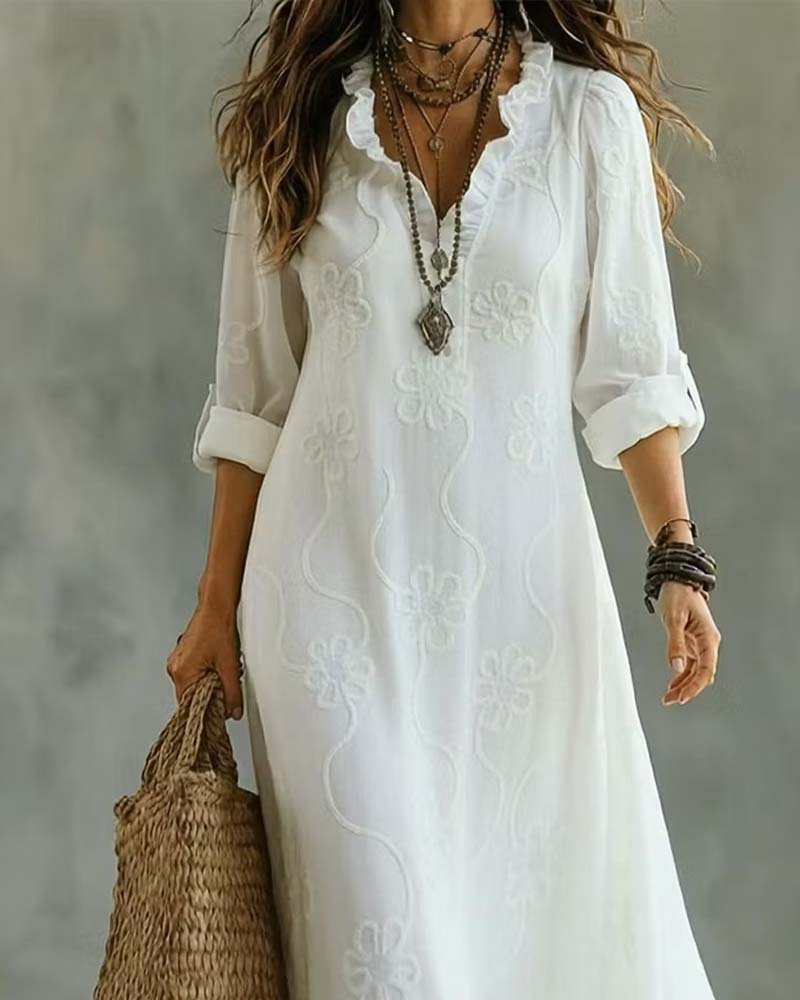 Robe Col V Coupe A Midi
