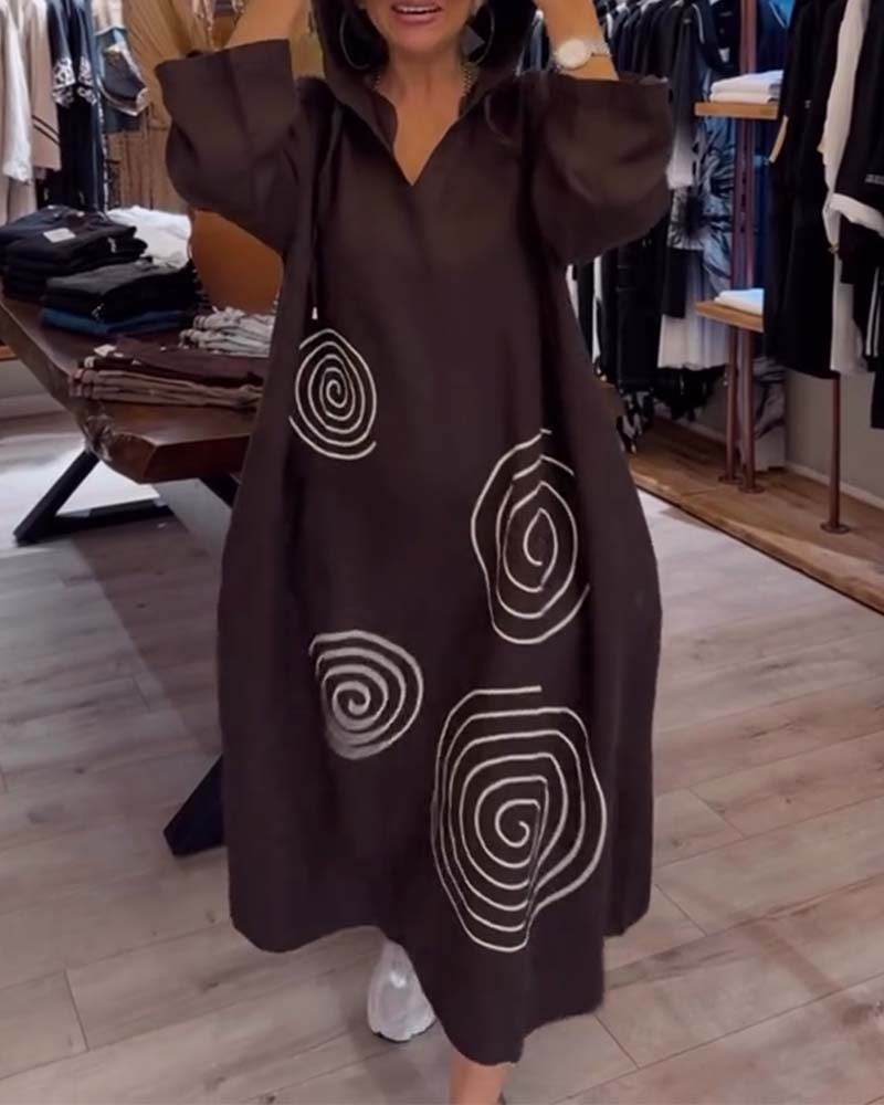 Robe À Capuche Manches Longues Large