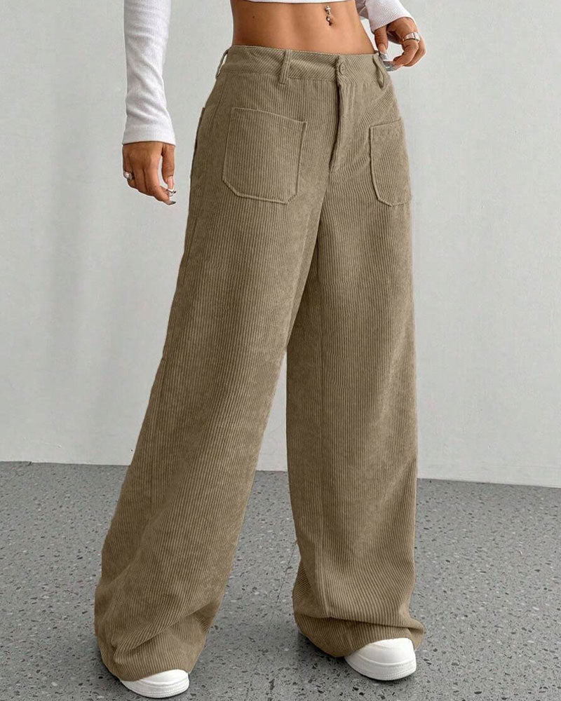 Pantalon Devant Dos Poche Unie Jambe Droite Long