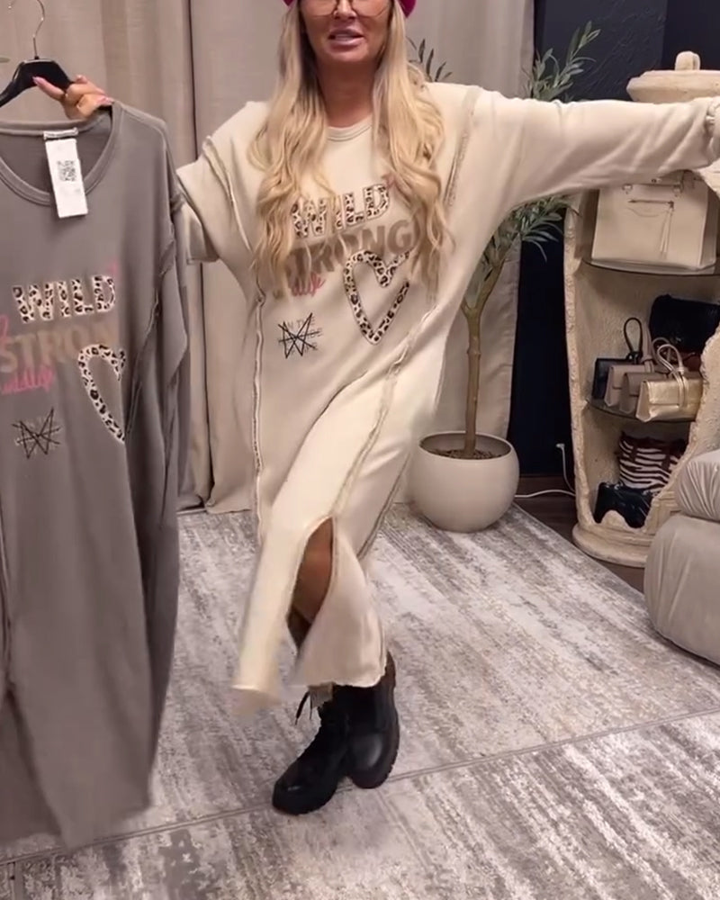 Robe ample imprimée à manches longues