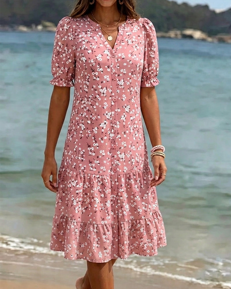 Robe Florale Col V Superposée