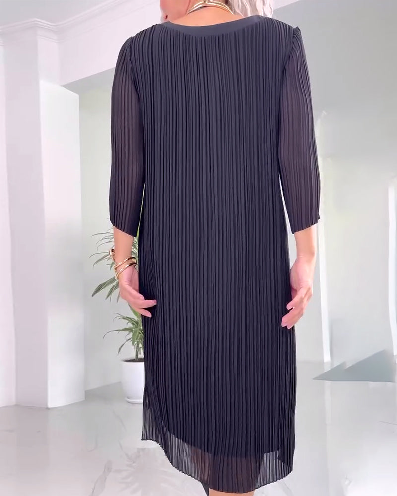 Robe décontractée fendue de couleur unie