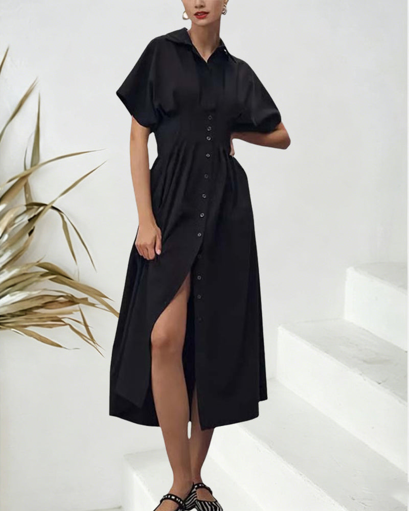 Robe Simple Boutonnage Cintrée Chemise