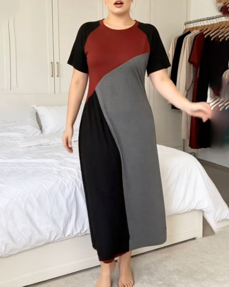 Robe Patchwork Raglan Col Rond