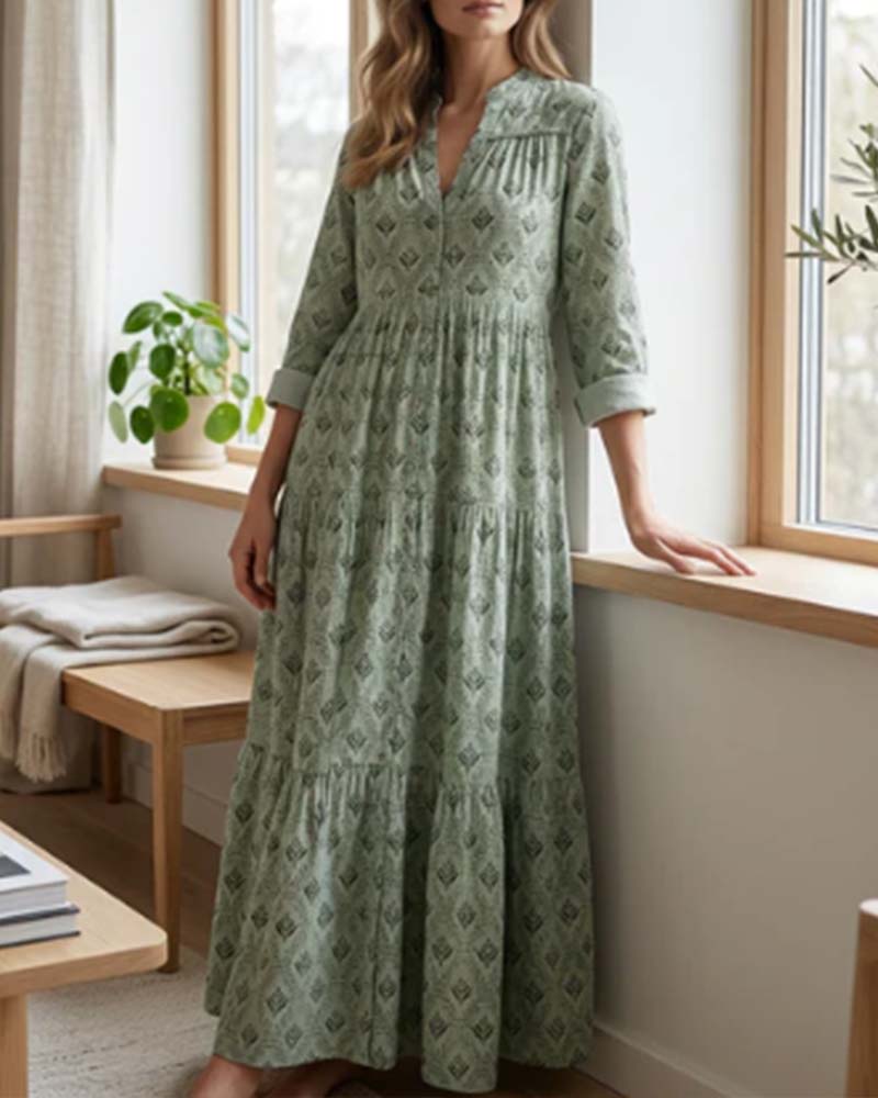 Robe Vintage Col En V Fleurie