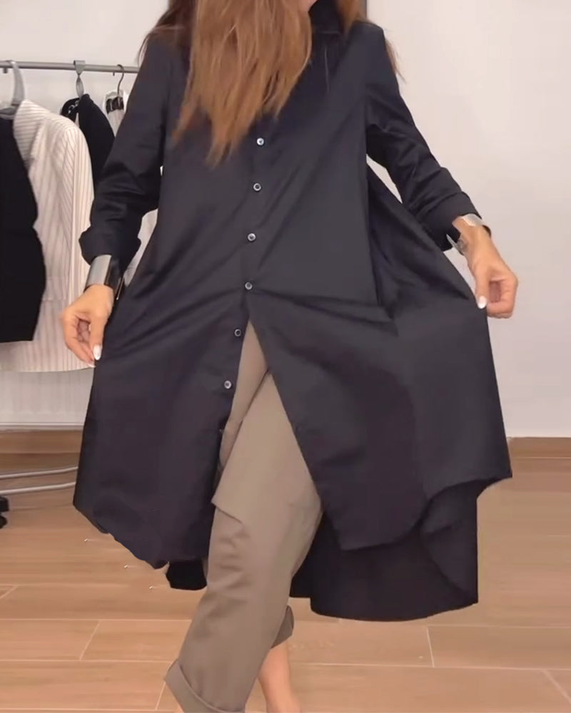 Chemise ample à revers irréguliers et boutons