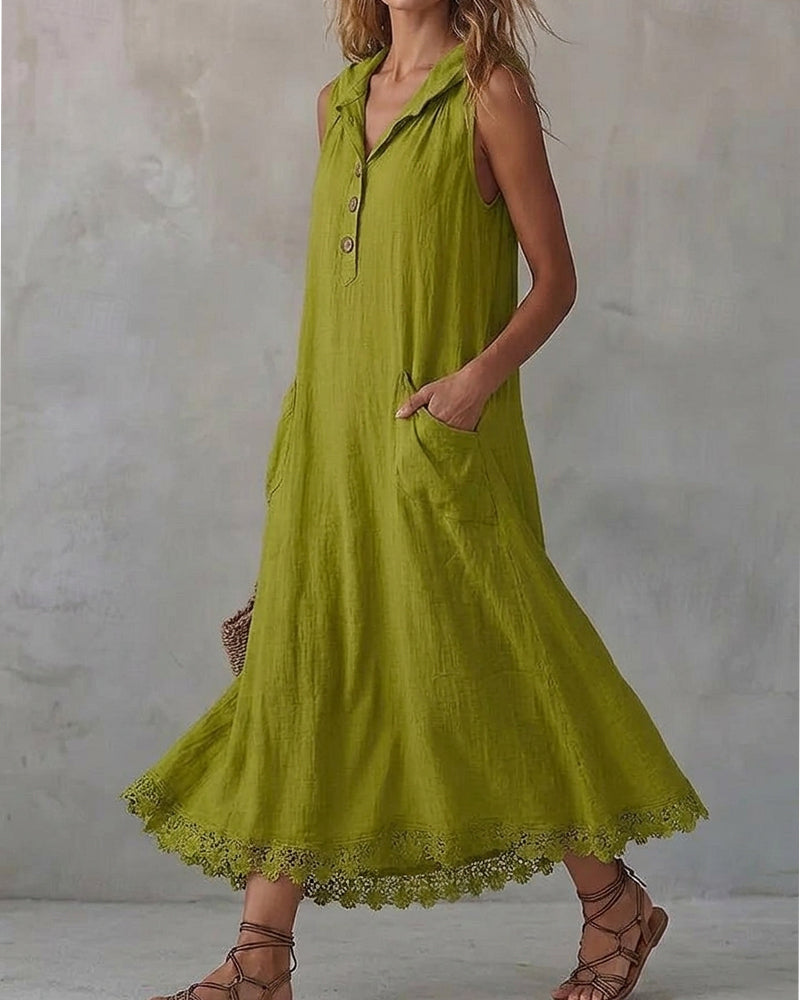Robe Capuche Sans Manches Dentelle Patchwork