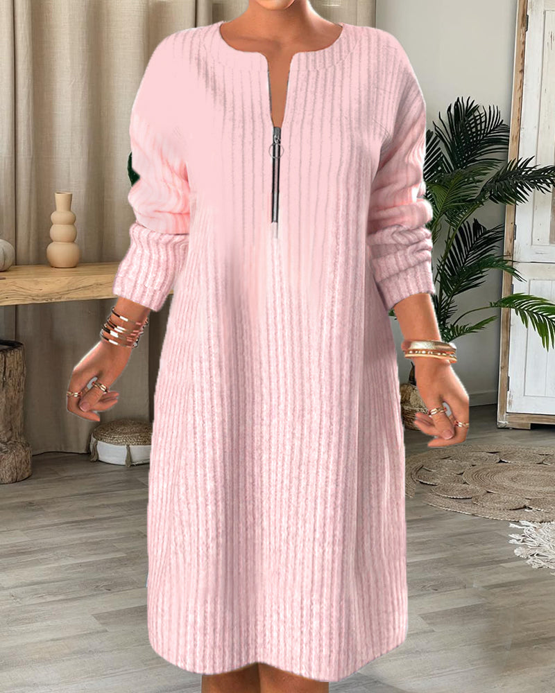 Robe unie avec fermeture éclair