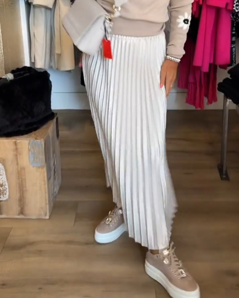 Robe plissée de couleur unie