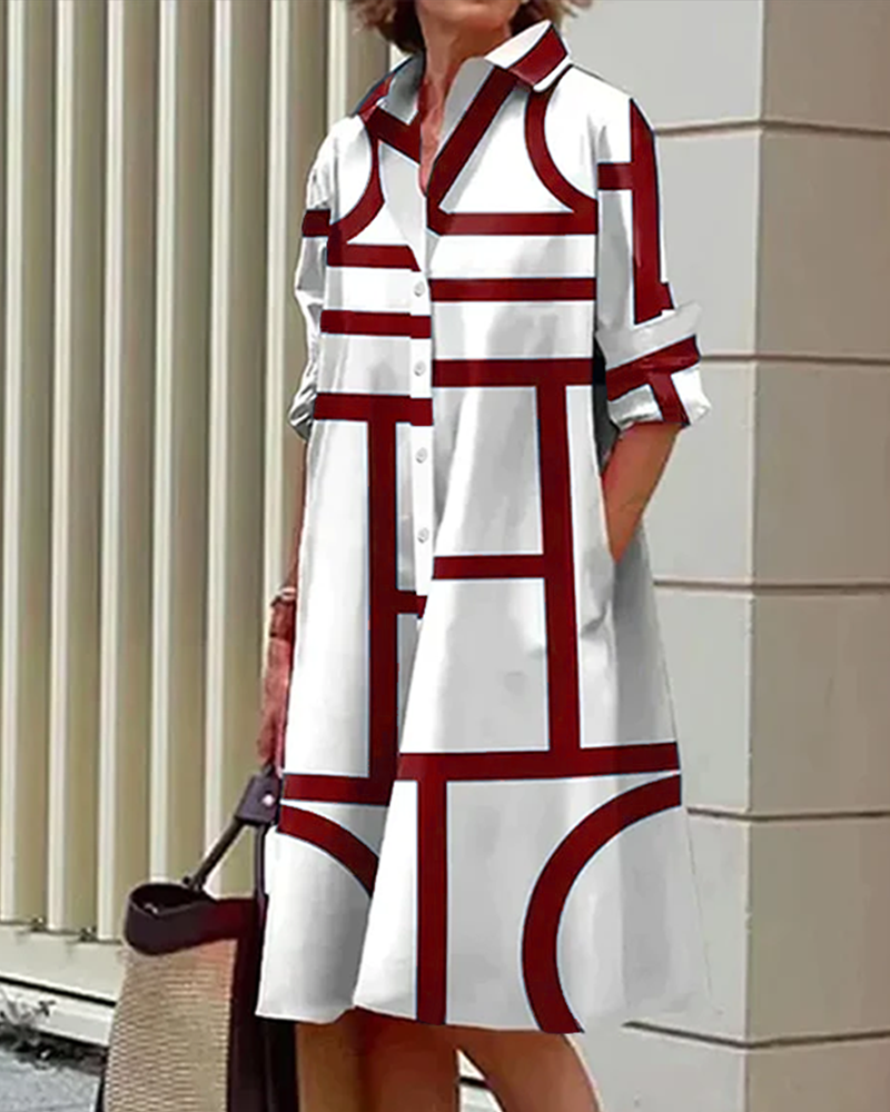 Robe avec poches et imprimé géométrique