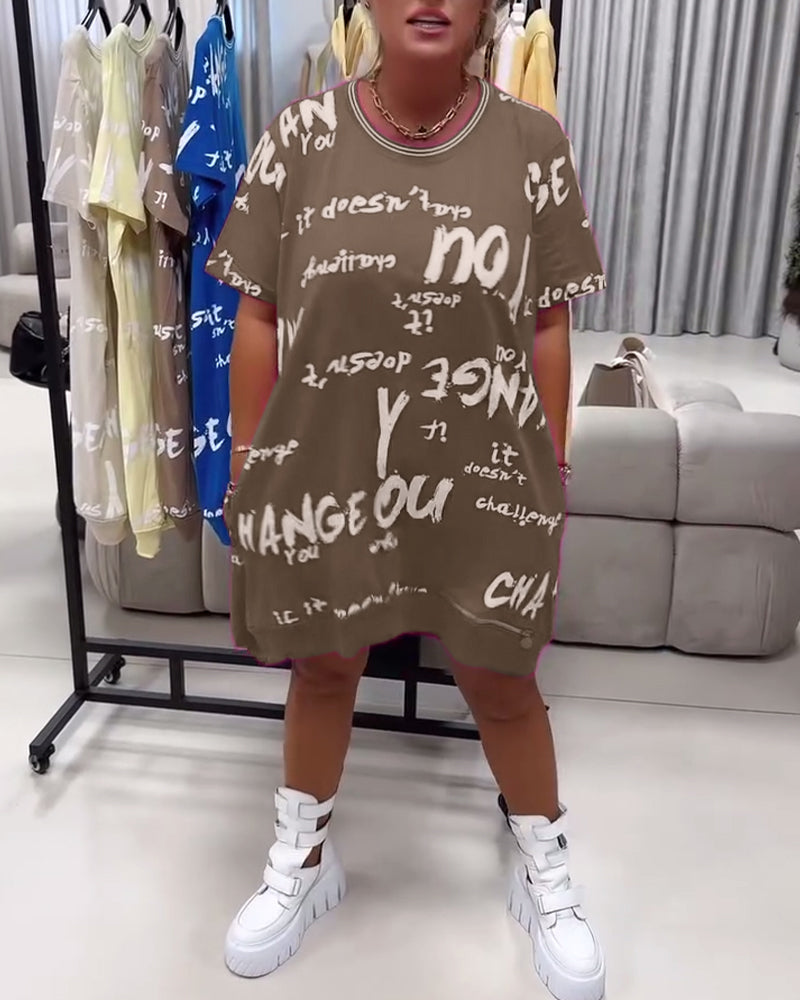 Robe Lâche Lettre Imprimé