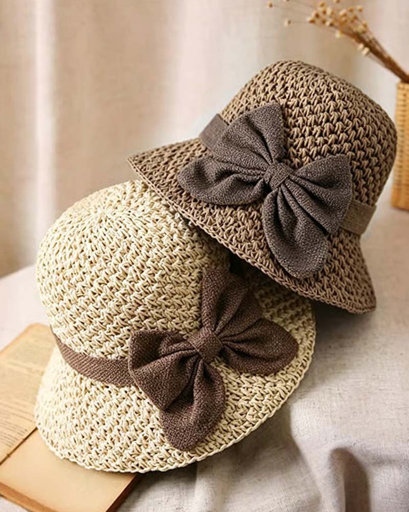 Chapeau Décontracté Vacances Nœud Papillon Paille