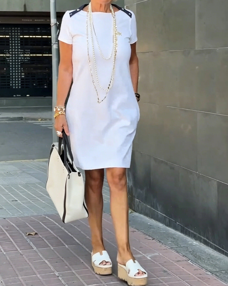 Robe Patchwork Taille Cintrée T-Shirt