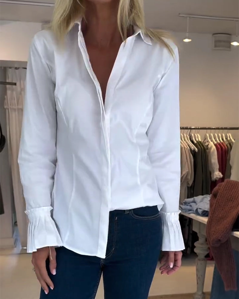 Chemise Manche Évasée Décontractée Revers