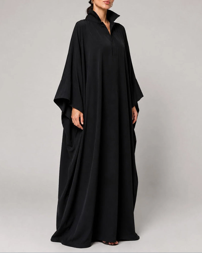 Robe Revers Manches Chauve-Souris Chemise