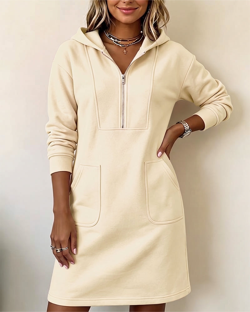 Robe Capuche Fermeture Éclair Poche