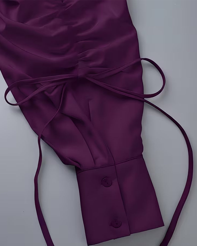 Chemise Attacher Froncé Bouton Devant Lâche