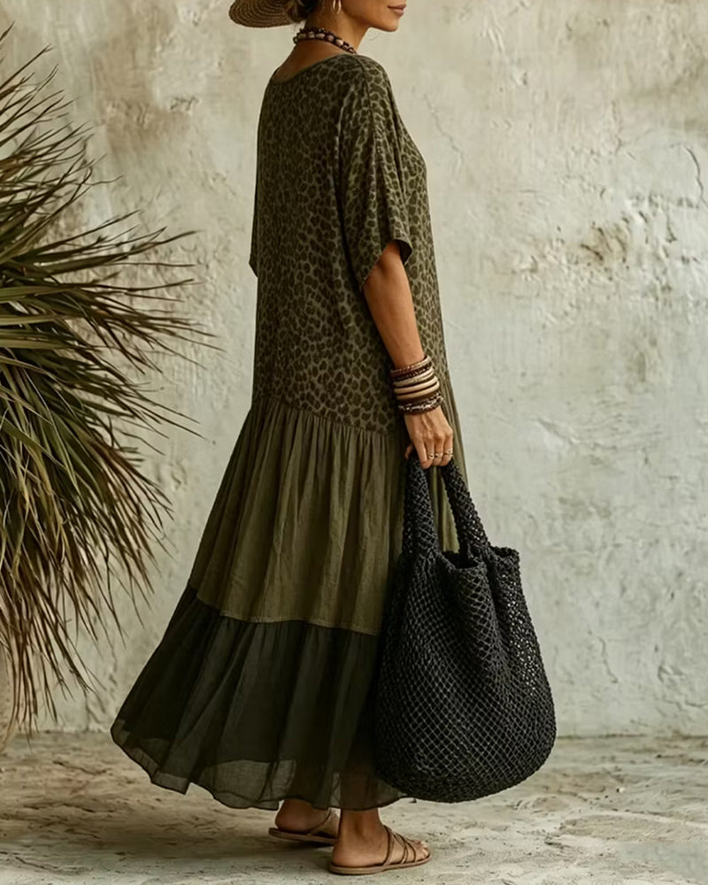 Robe Longue Décontractée À Motif Léopard