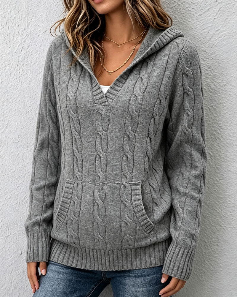 Pull Maille Torse À Capuche