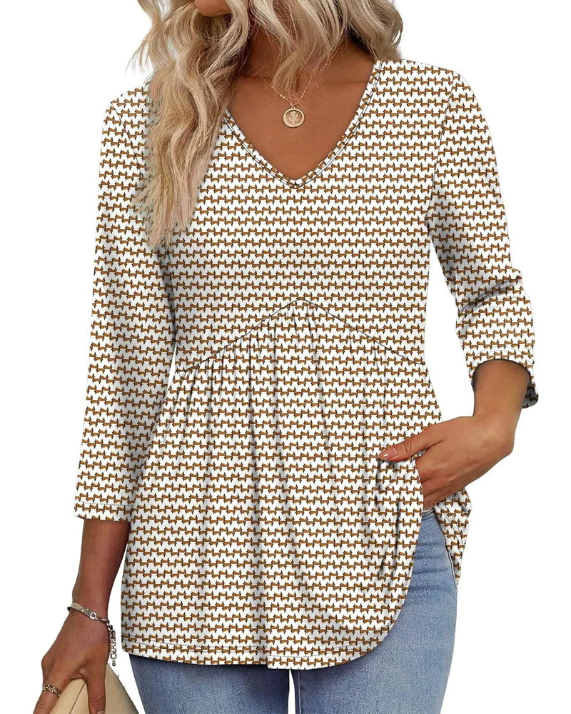 Blouse Ample Manches Trois-Quarts Décontractée
