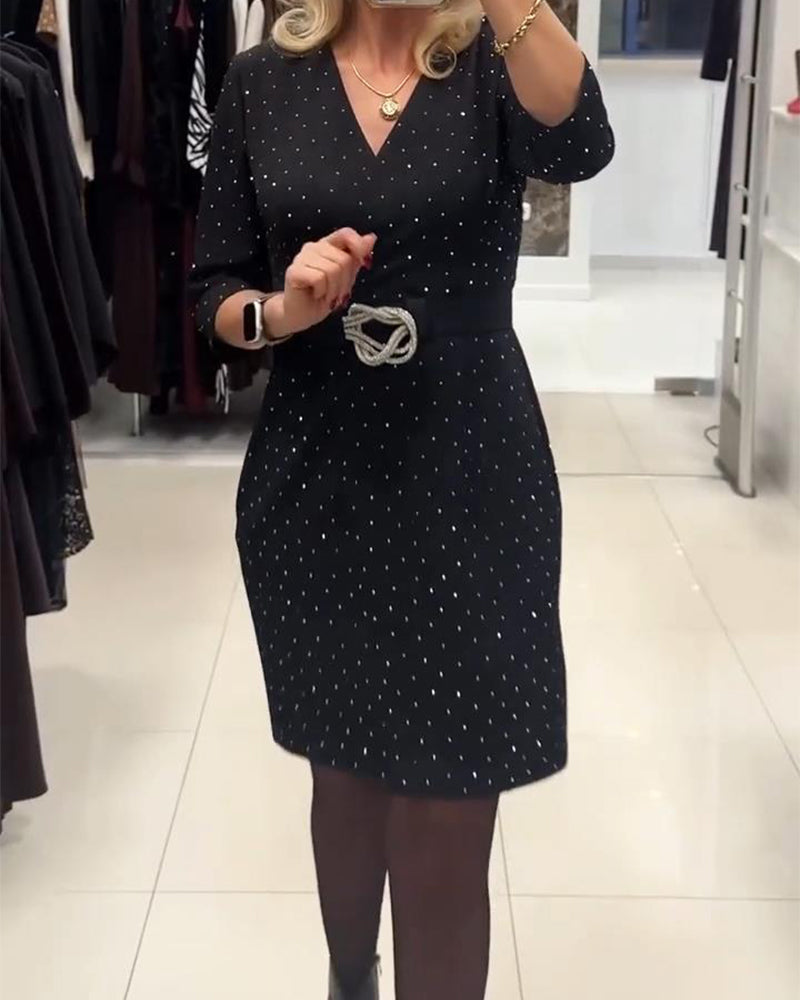 Robe Tendance À Col En V Et Strass