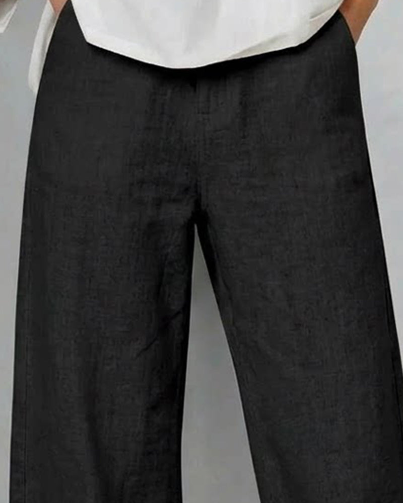 Pantalon Uni Ajouré Décontracté
