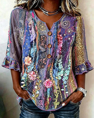 Blouse Rétro Style Ethnique