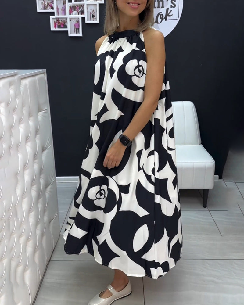 Robe imprimée élégante sans manches