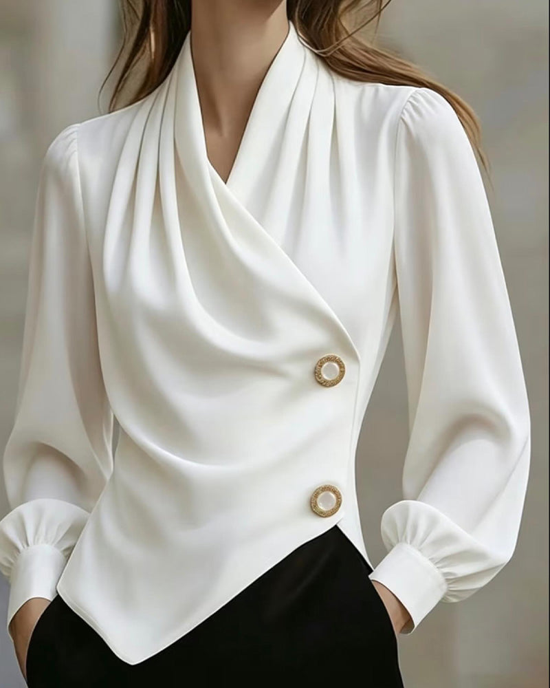 Blouse Drapée Mode Col En V