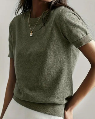Pull Col Rond Manches Courtes Maille Fine