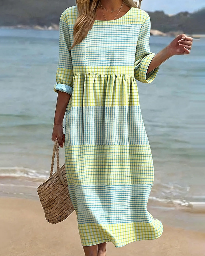 Robe Rayée Bloc De Couleur Ample