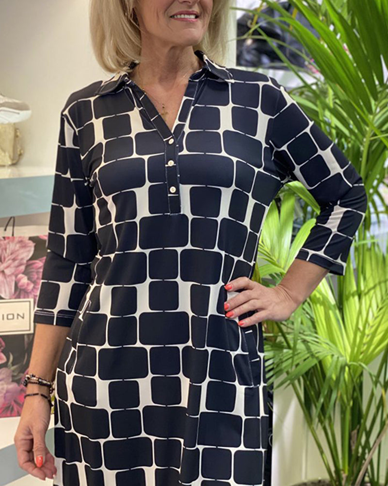 Robe à col rabattu avec imprimé écossais