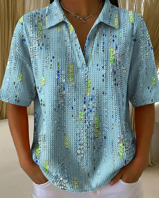 Blouse Décontractée Imprimée À Revers