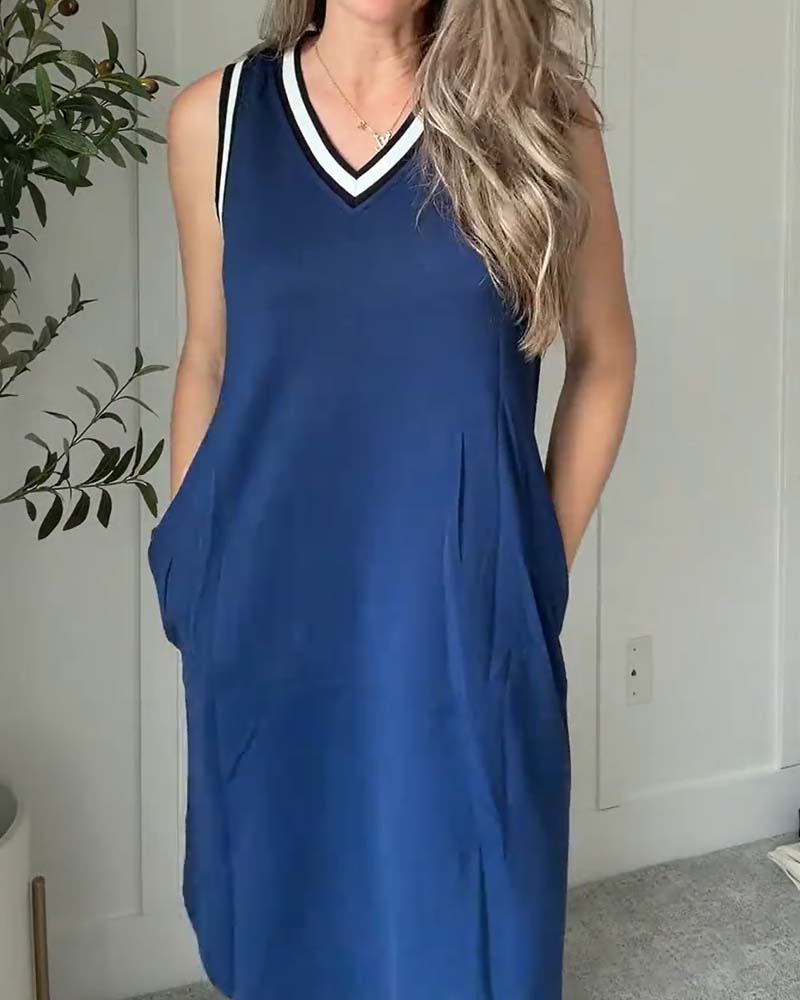 Robe Col En V Bloc De Couleur Active Débardeur
