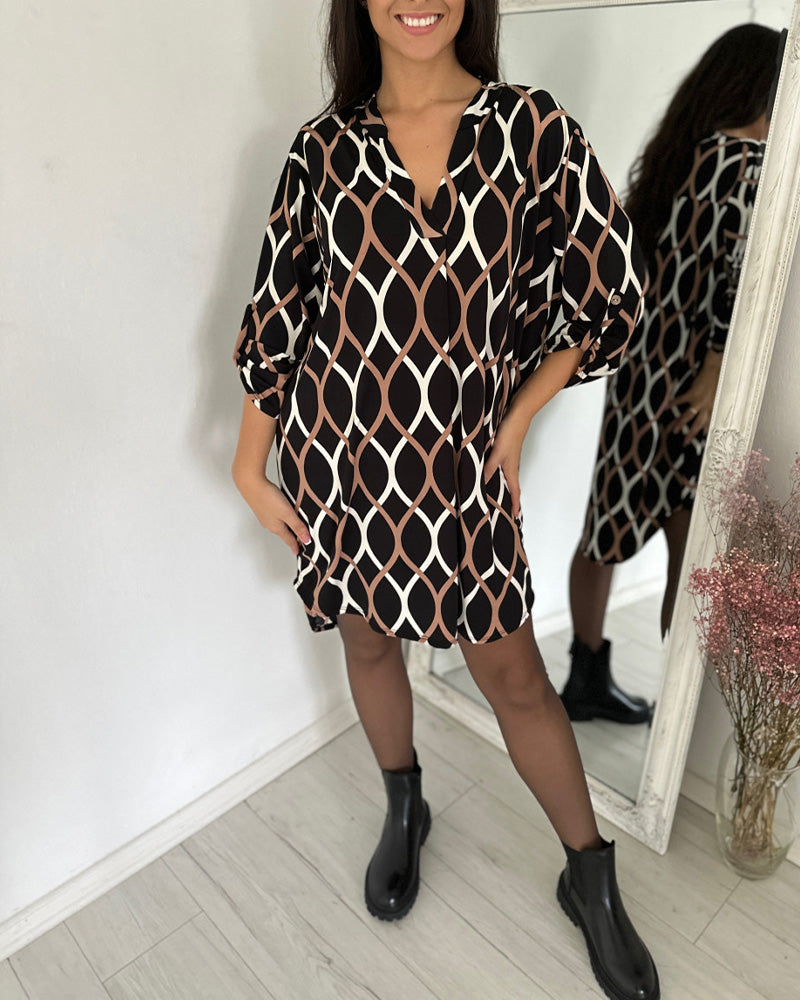 Robe rétro à imprimé losange