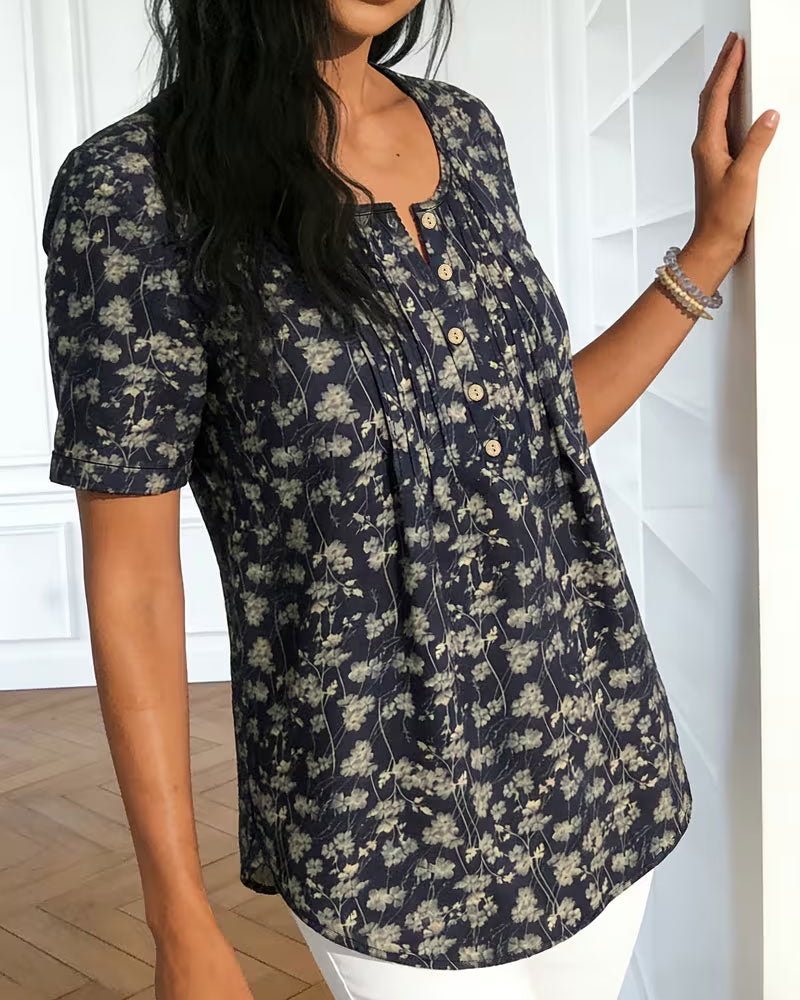 Blouse Vintage Froncée Florale