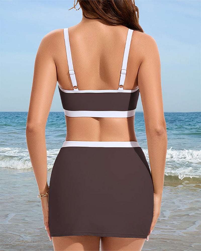 Maillot De Bain À Bloc De Couleur Deux Pièces