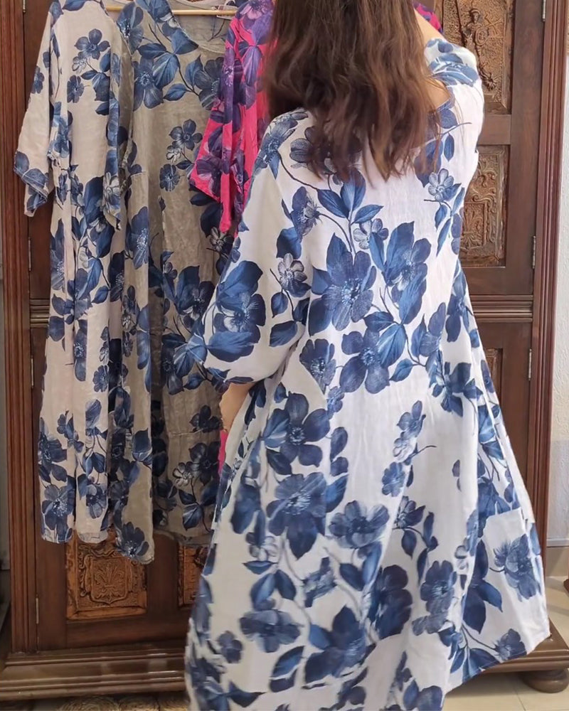 Robe décontractée avec poche à imprimé floral
