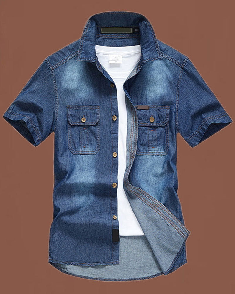 Chemise Denim Manche Courte Homme