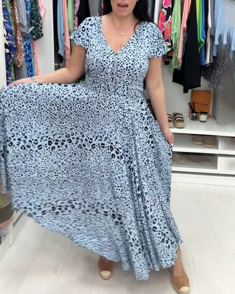 Robe à manches courtes et col en V