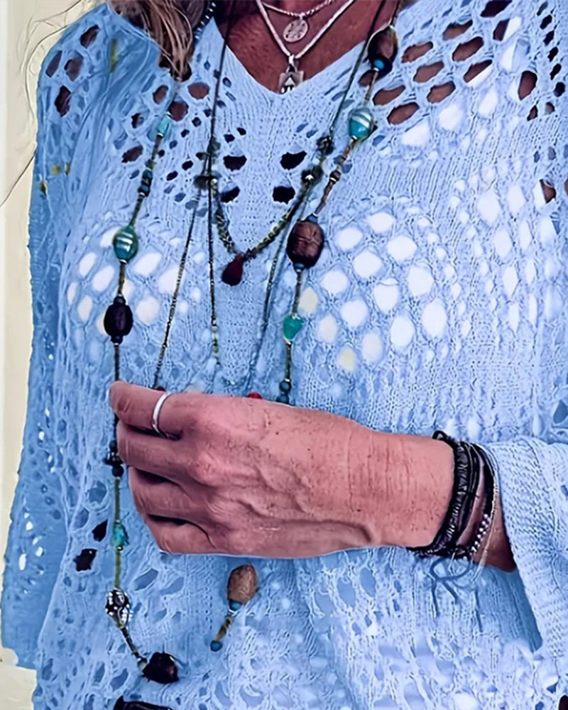 Haut Motif Losange Ajouré Ample