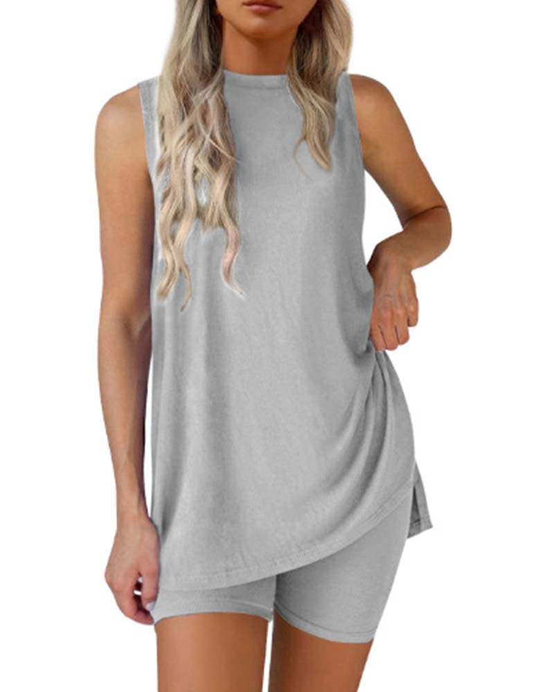 Ensemble Haut Sans Manches Et Short Uni