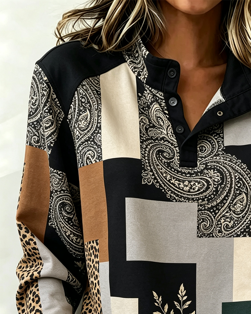 Blouse Léopard Paisley Bloc De Couleur